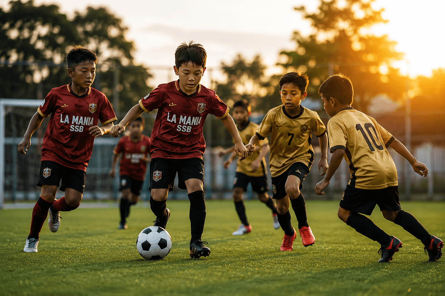 Latihan SSB La Mania di lapangan rumput sintetis